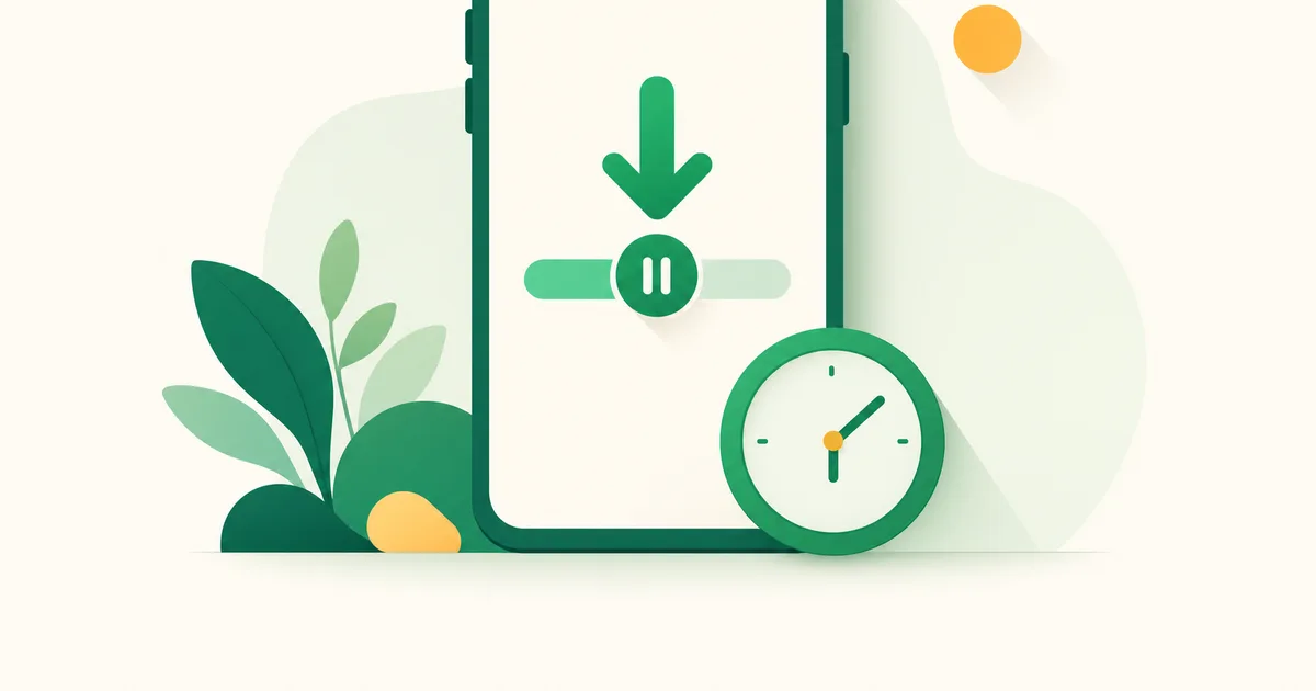 Ícone da Play Store com uma seta de download parada e um relógio de espera ao lado